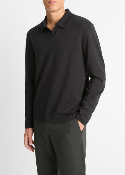 Milano Pima Cotton-Blend Johnny-Collar Shirt in Long Sleeve