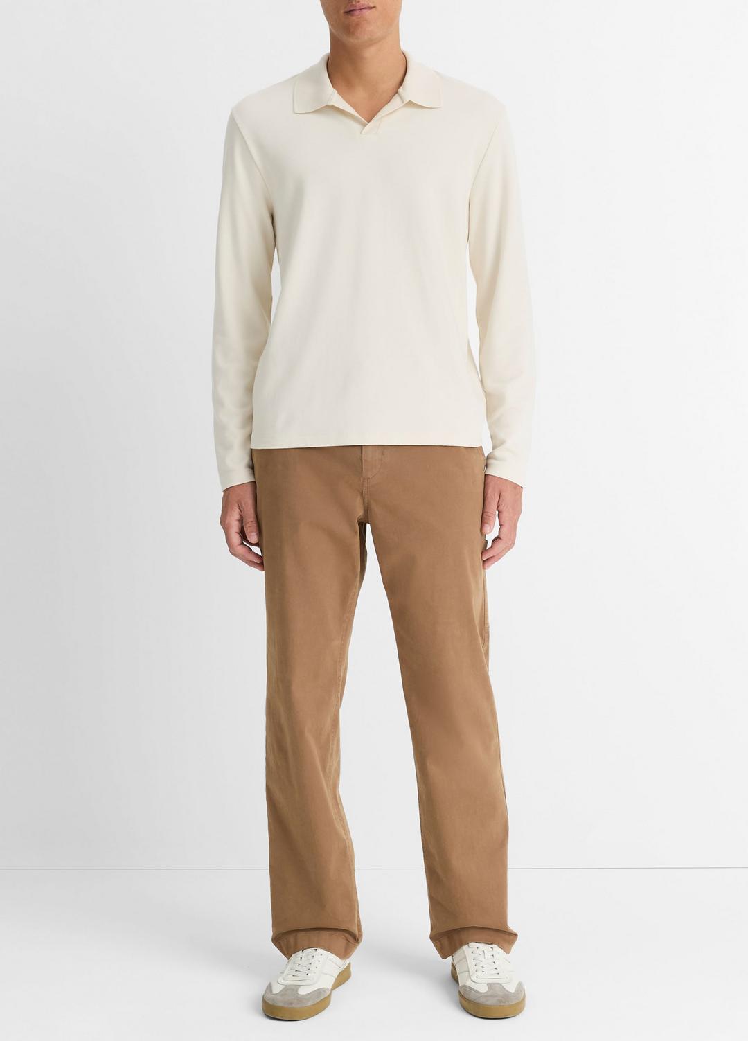 Milano Pima Cotton-Blend Johnny-Collar Shirt in Long Sleeve