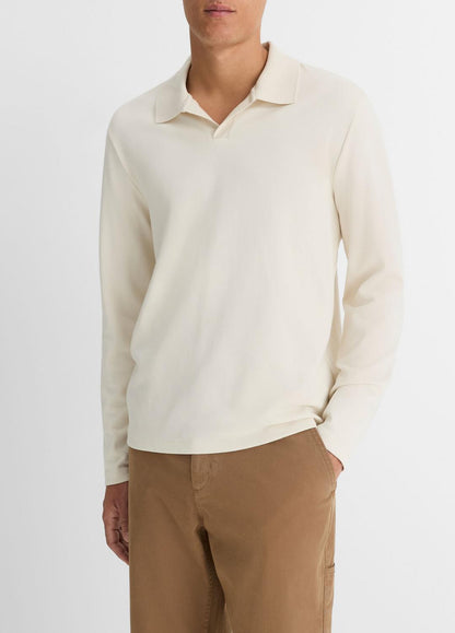 Milano Pima Cotton-Blend Johnny-Collar Shirt in Long Sleeve