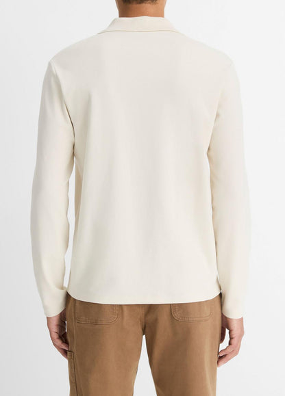 Milano Pima Cotton-Blend Johnny-Collar Shirt in Long Sleeve