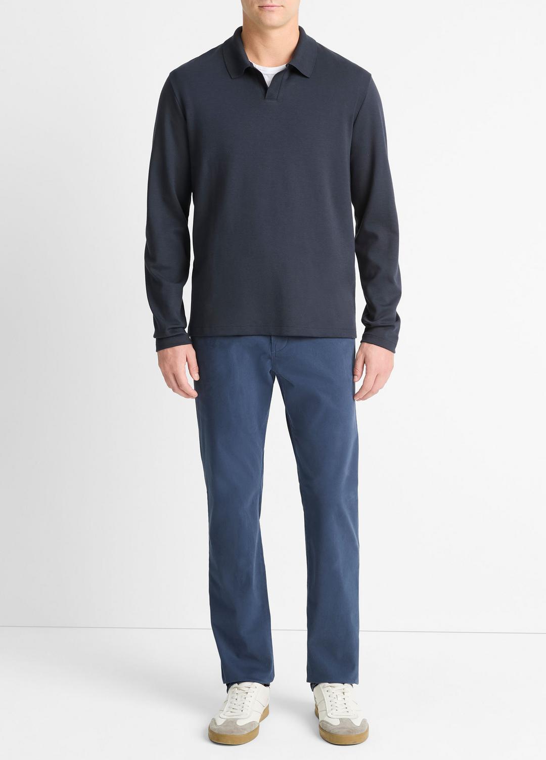 Milano Pima Cotton-Blend Johnny-Collar Shirt in Long Sleeve