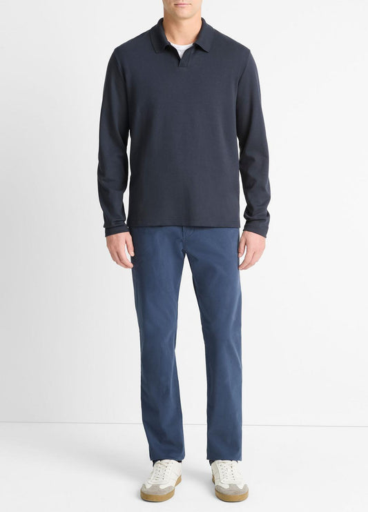 Milano Pima Cotton-Blend Johnny-Collar Shirt in Long Sleeve