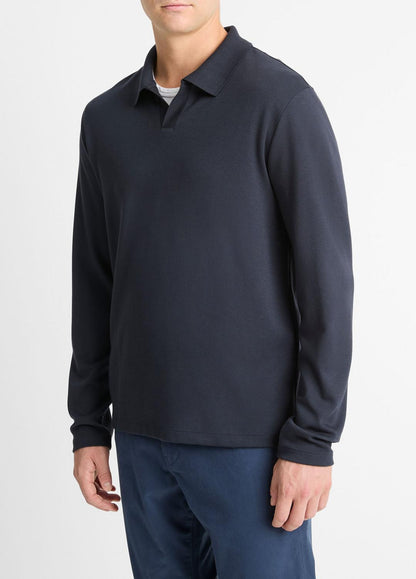Milano Pima Cotton-Blend Johnny-Collar Shirt in Long Sleeve