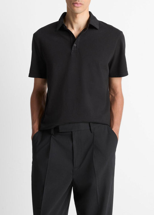 Garment Dye Cotton Polo Shirt in Short Sleeve