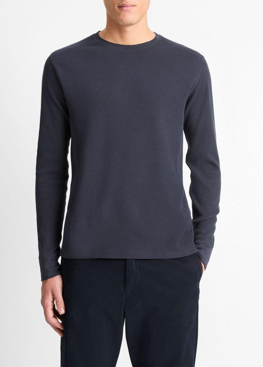 Pima Cotton-Blend Thermal Long-Sleeve Pullover in Long Sleeve
