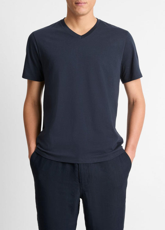Pima Cotton V-Neck T-Shirt in Short Sleeve