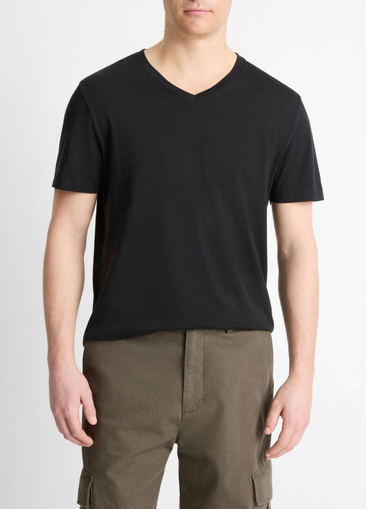 Pima Cotton V-Neck T-Shirt in Short Sleeve