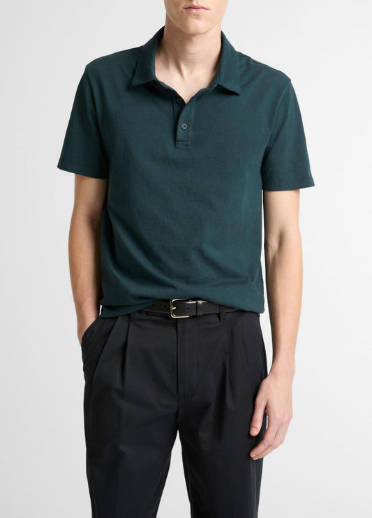 Garment Dye Cotton Polo Shirt in Short Sleeve
