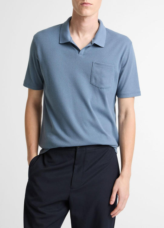 Garment Dye Cotton Polo Shirt in Short Sleeve