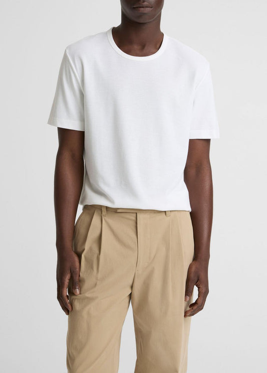 Pima Cotton Piqué Crew Neck T-Shirt in Short Sleeve