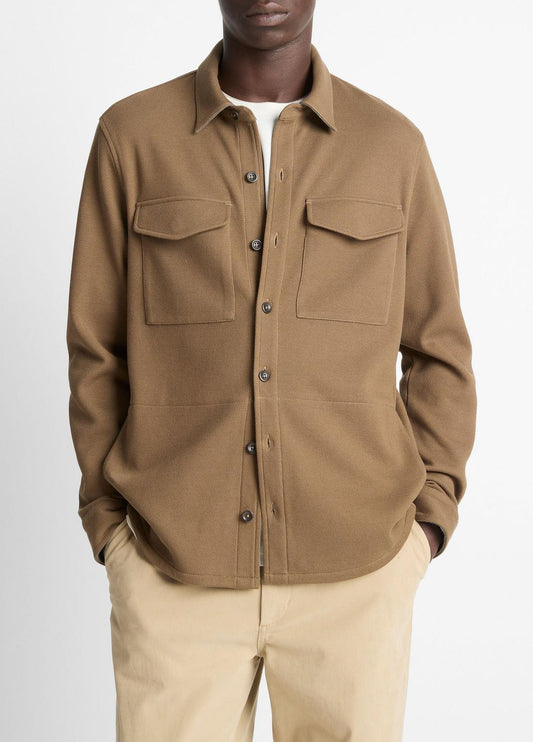 Double-Knit Cotton-Blend Piqué Shirt Jacket in Shirt Jackets