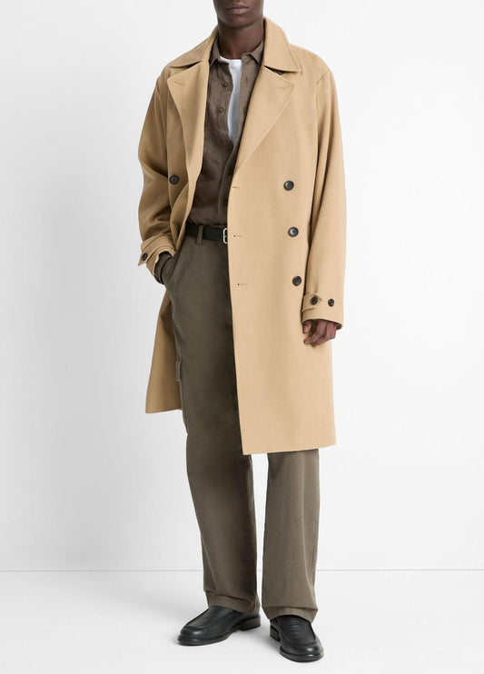 Italian Cotton Double-Breasted Trench Coat in Coats