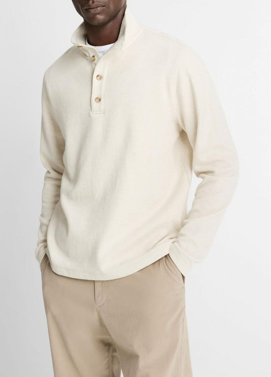 Cotton Button Mock-Neck Pullover in Sweatshirts & Hoodies