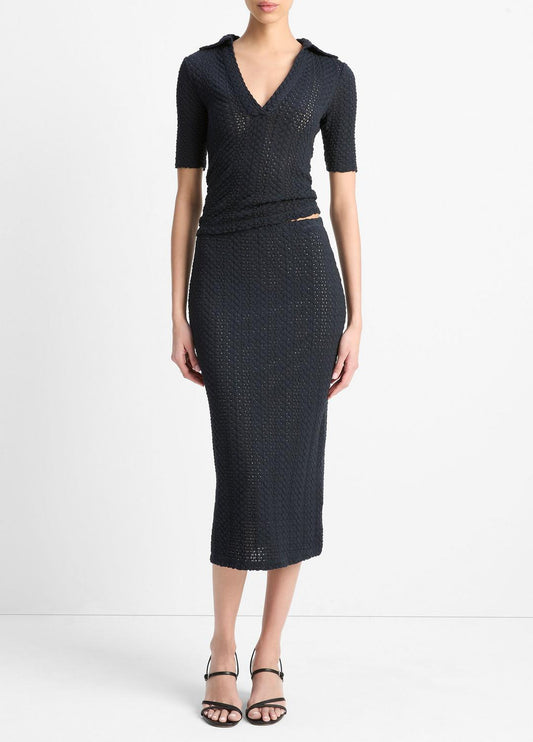 Textural Cotton Midi Skirt in Dresses & Skirts