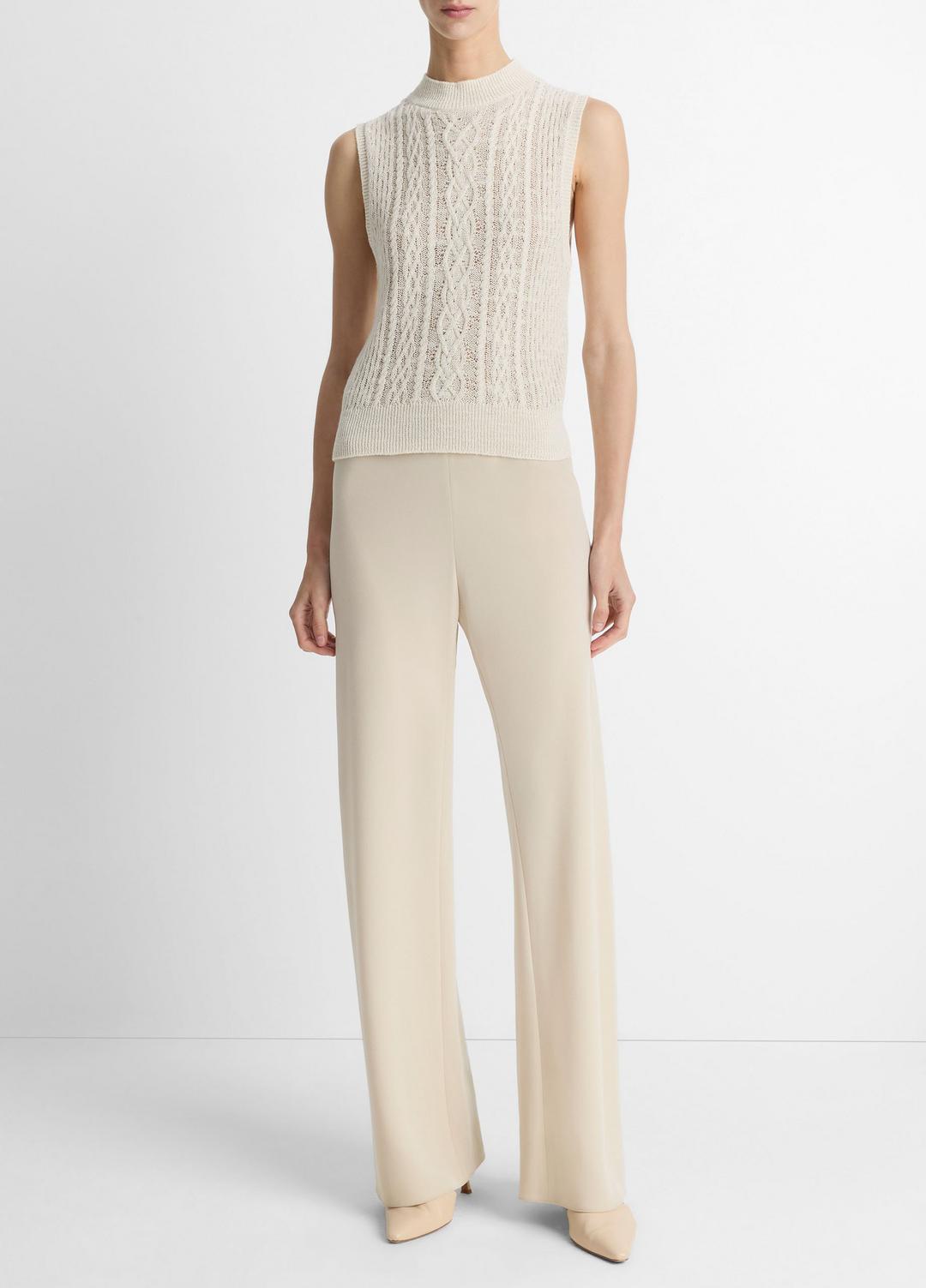 Cable Cotton-Blend Double-Layer Shell in Sweaters
