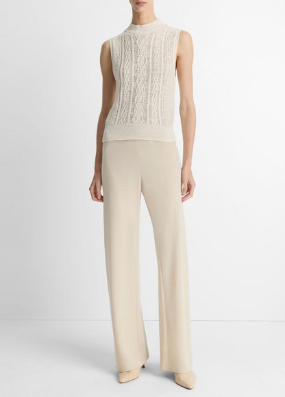 Cable Cotton-Blend Double-Layer Shell in Sweaters