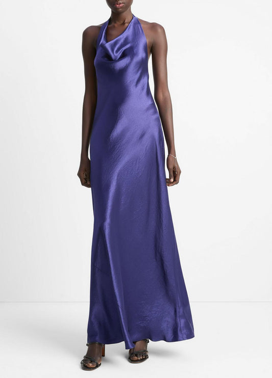 Satin Cowl-Neck Maxi Dress in Dresses & Skirts