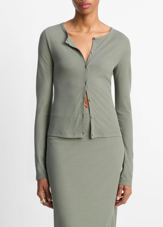 Cotton Crepe Jersey Cardigan in Shirts & Tees