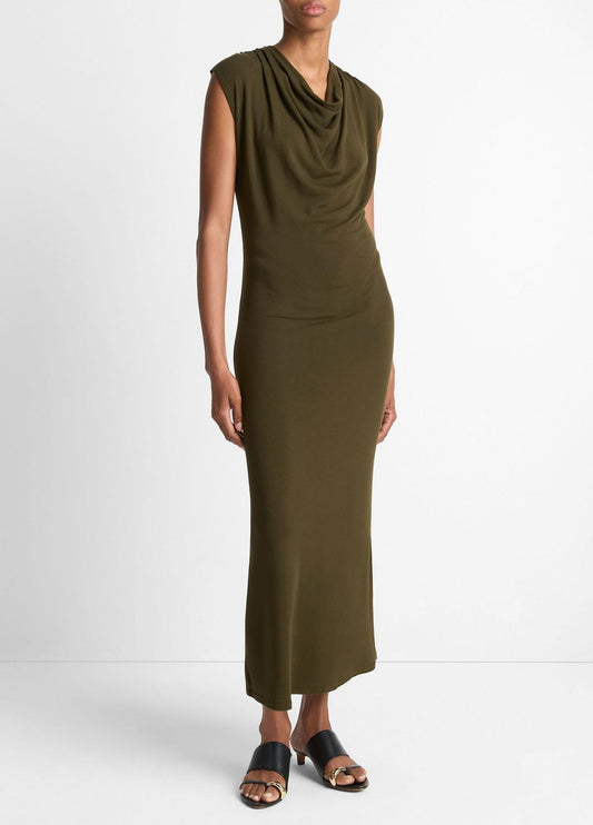 Jersey Draped Cowl-Neck Dress in Dresses & Skirts