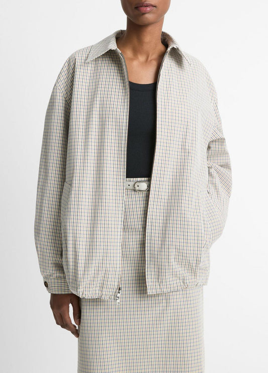 Gardener's Check Cotton Oversized Bomber Jacket in Jackets & Outerwear