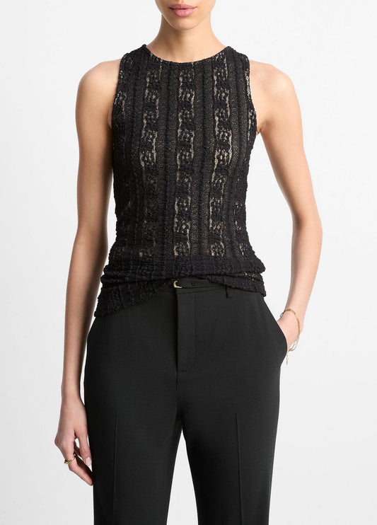 Smocked Lace Shell in Shirts & Tees