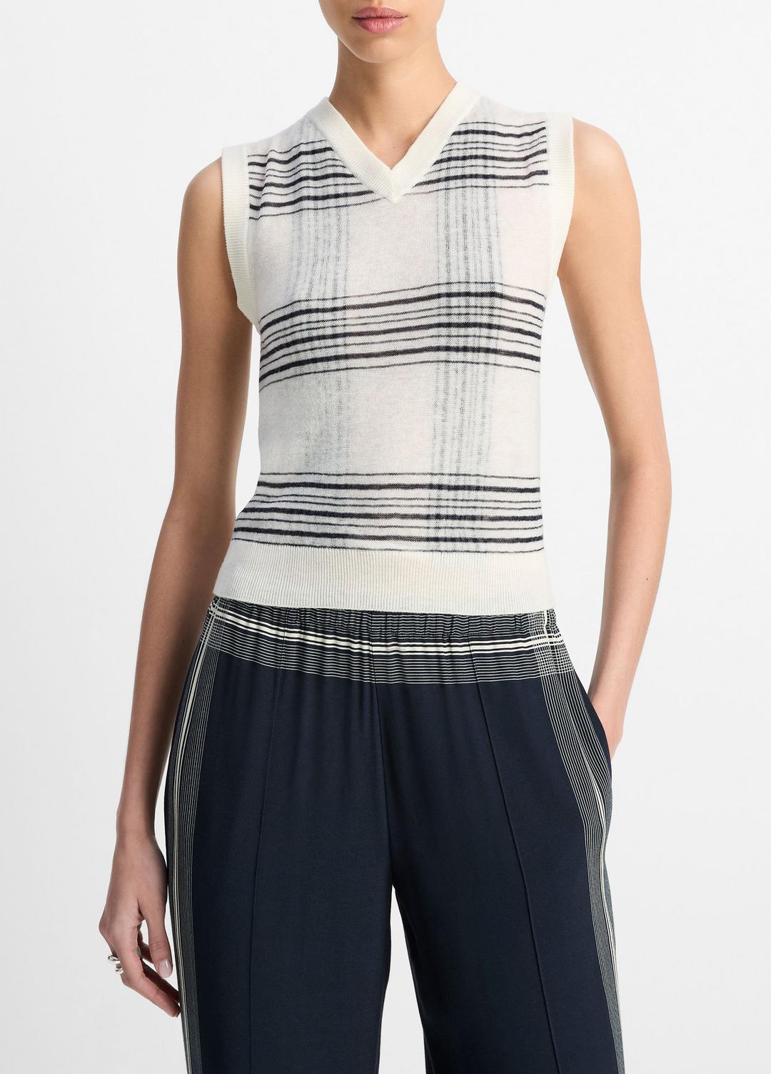 Featherweight Plaid Wool Sweater Vest in Sweaters