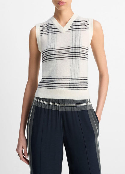 Featherweight Plaid Wool Sweater Vest in Sweaters