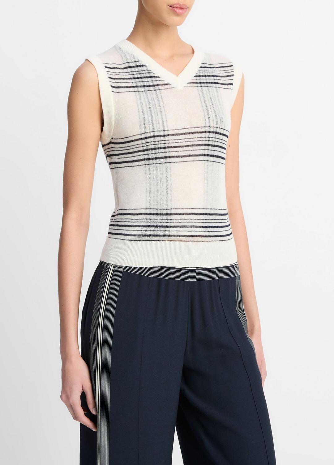 Featherweight Plaid Wool Sweater Vest in Sweaters