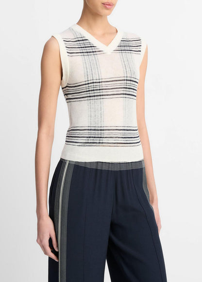 Featherweight Plaid Wool Sweater Vest in Sweaters