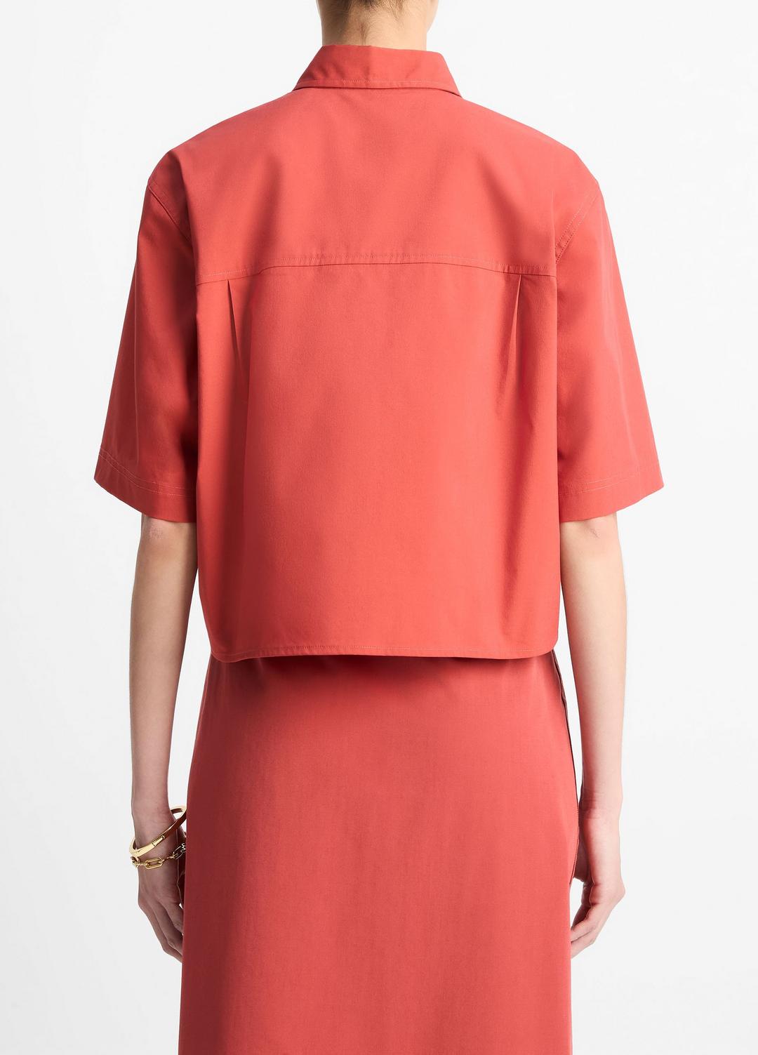 Cotton Short-Sleeve Cropped Shirt in Shirts & Tees