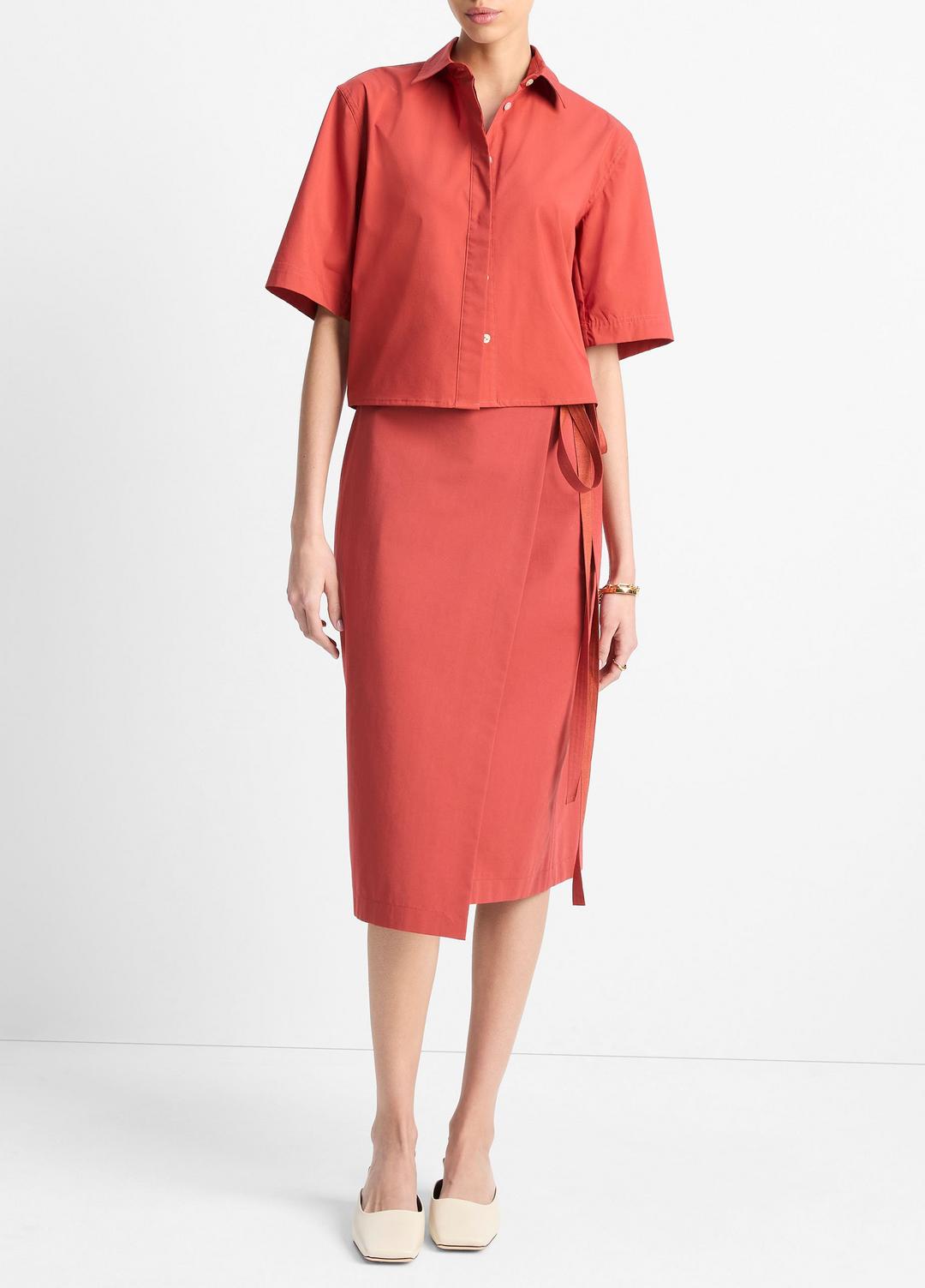 Cotton Short-Sleeve Cropped Shirt in Shirts & Tees