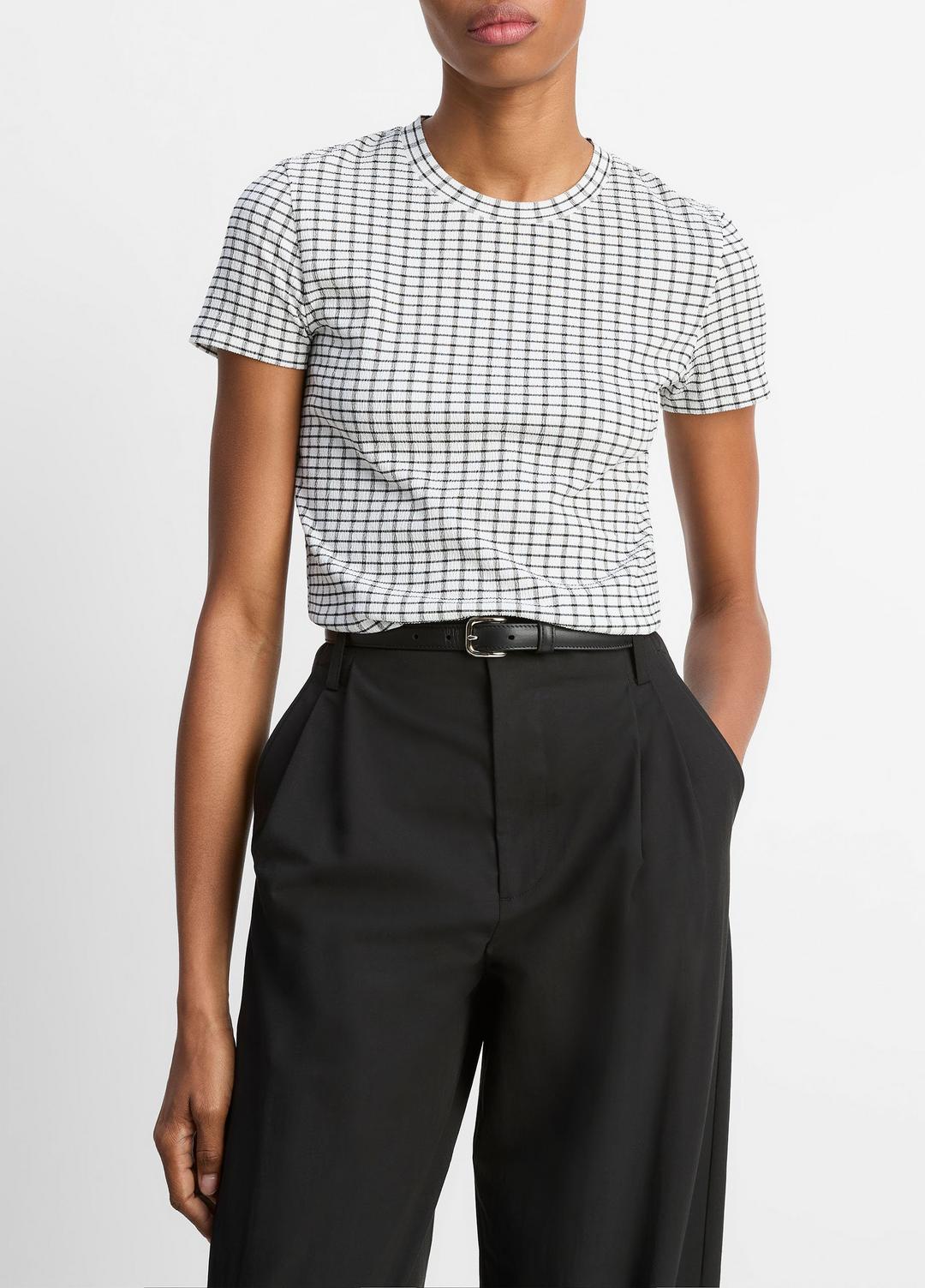 Checked Smocked T-Shirt in Shirts & Tees