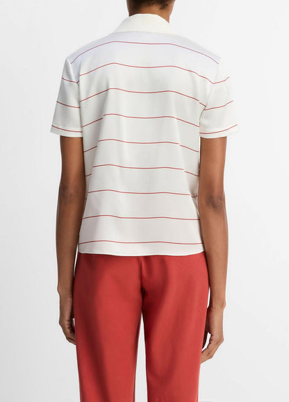 Knit-Collar Striped Silk Polo Shirt in Shirts & Tees