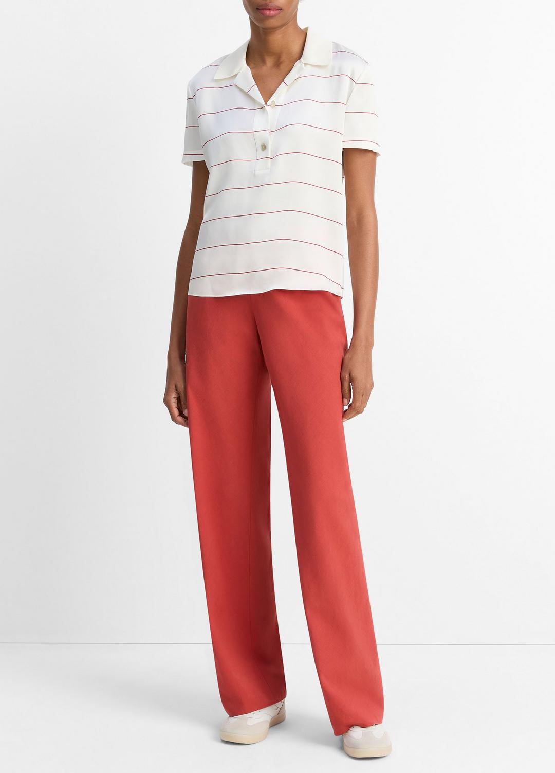 Knit-Collar Striped Silk Polo Shirt in Shirts & Tees