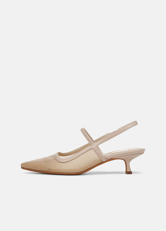 Venice Leather and Mesh Slingback Kitten Heel in Shoes