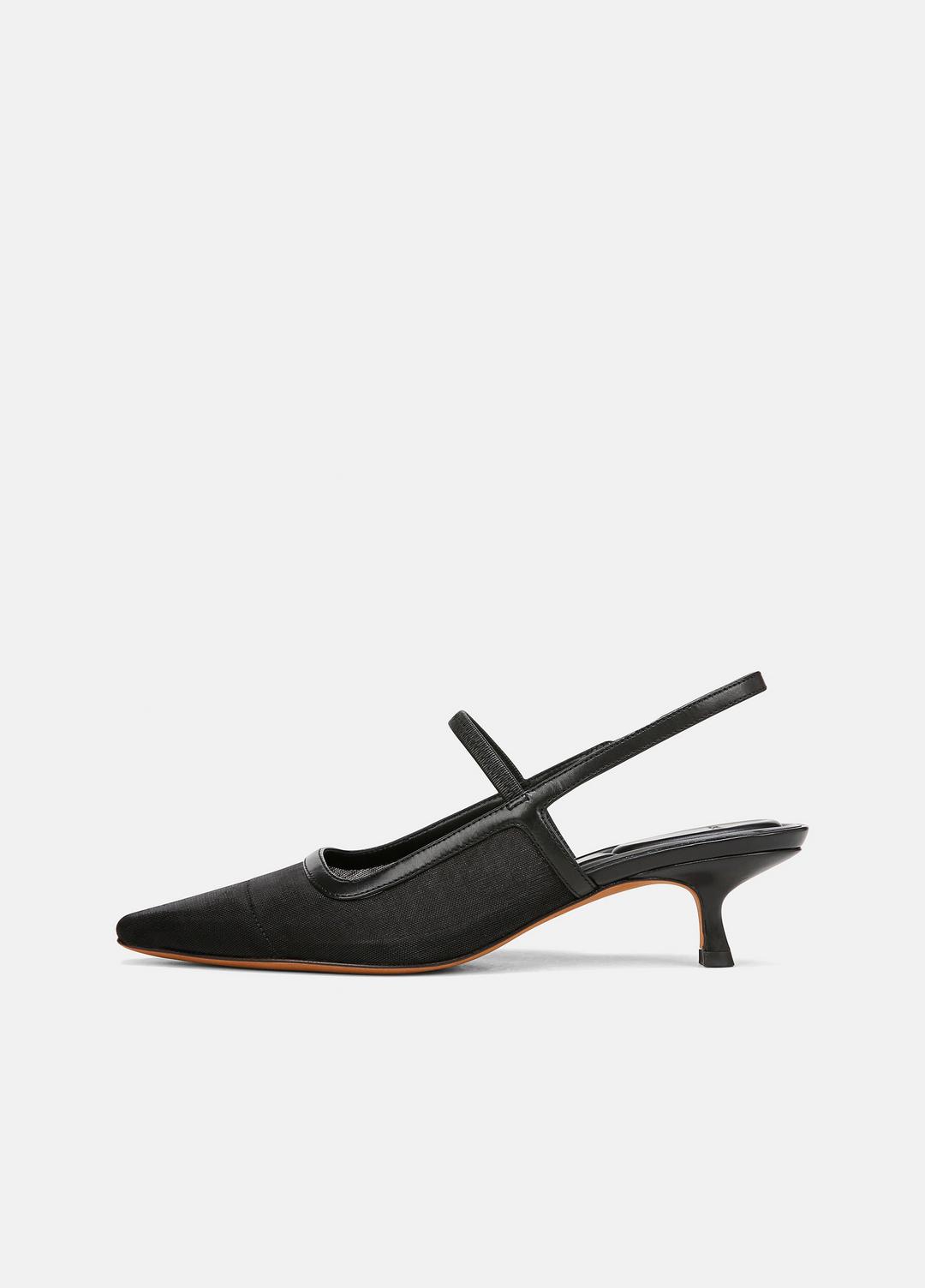 Venice Leather and Mesh Slingback Kitten Heel in Shoes