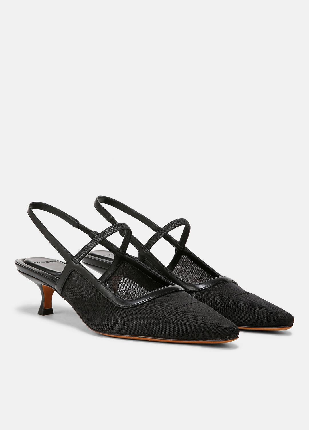 Venice Leather and Mesh Slingback Kitten Heel in Shoes