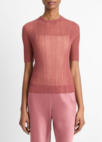 Italian Cotton-Blend Double-Layer Top in Sweaters