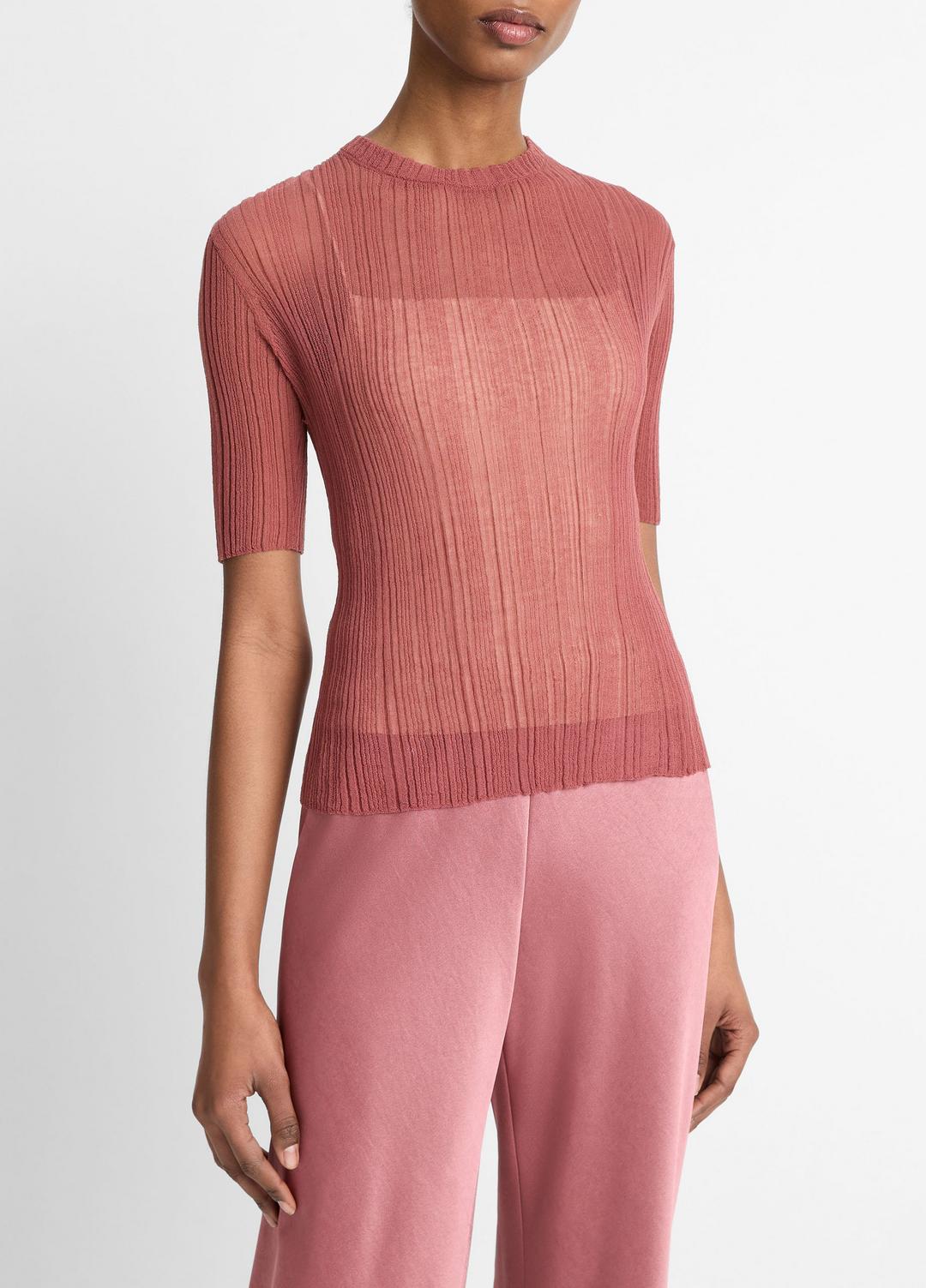 Italian Cotton-Blend Double-Layer Top in Sweaters