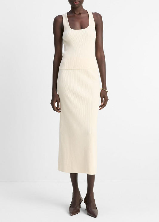 Ribbed Cotton-Blend Midi Skirt in Dresses & Skirts