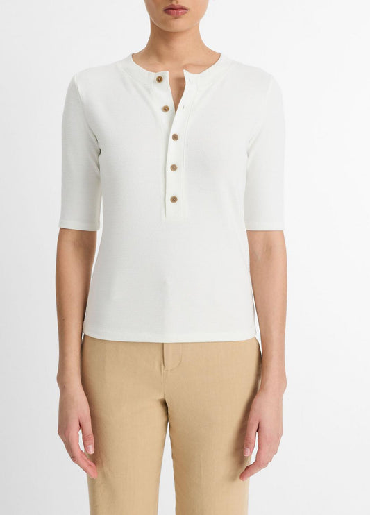 Jersey Elbow-Sleeve Henley in Shirts & Tees